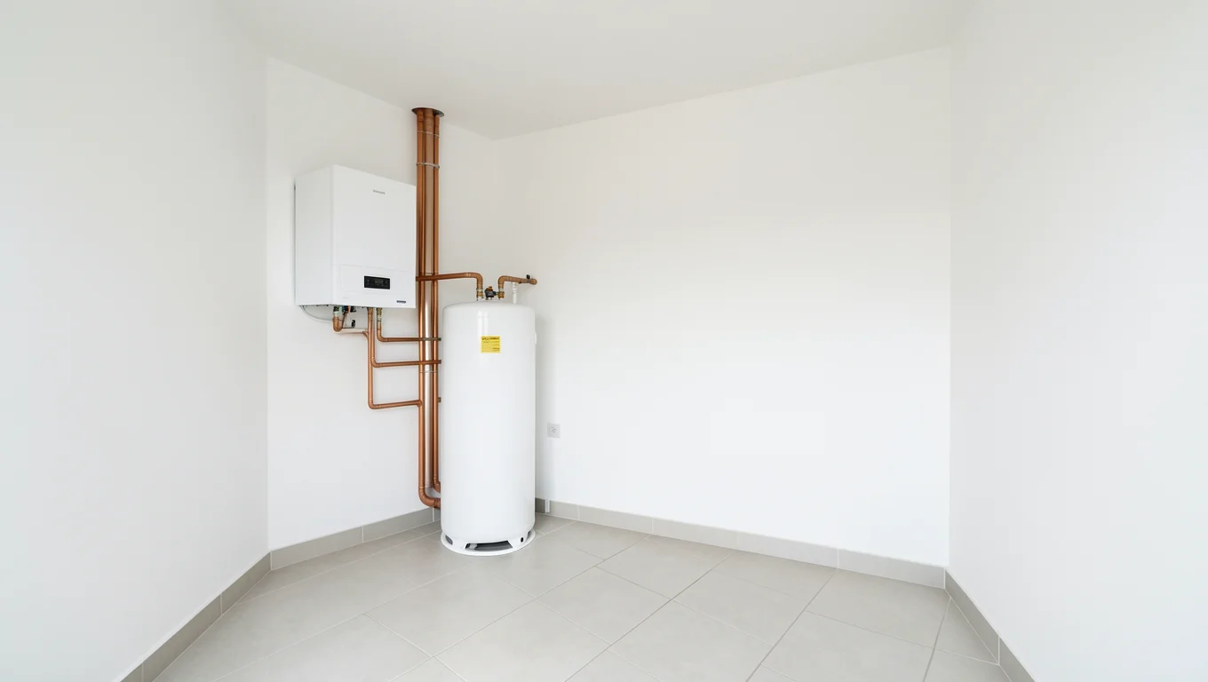 Pompe à chaleur air/eau installée contre un pavillon en meulière de petite couronne