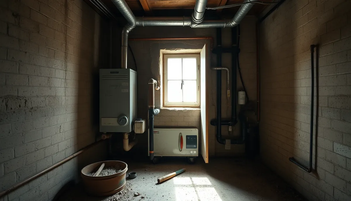 Dépose d'une ancienne chaudière gaz avant l'installation d'une PAC