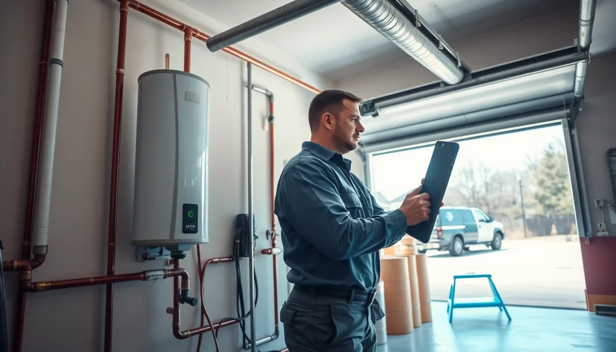 Installation d'un ballon thermodynamique 200 litres dans un garage par un professionnel