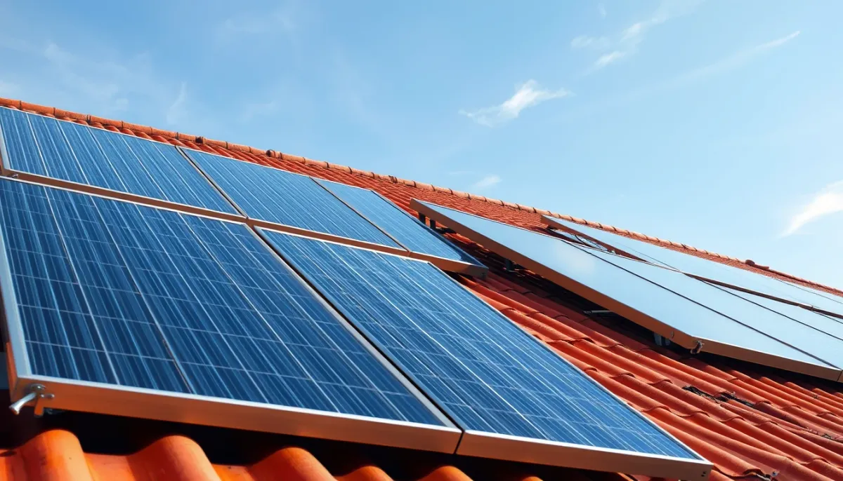 Capteurs solaires thermiques installés sur une toiture inclinée