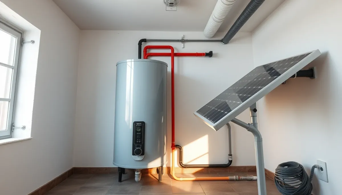 Ballon de stockage d'eau chaude solaire dans une chaufferie