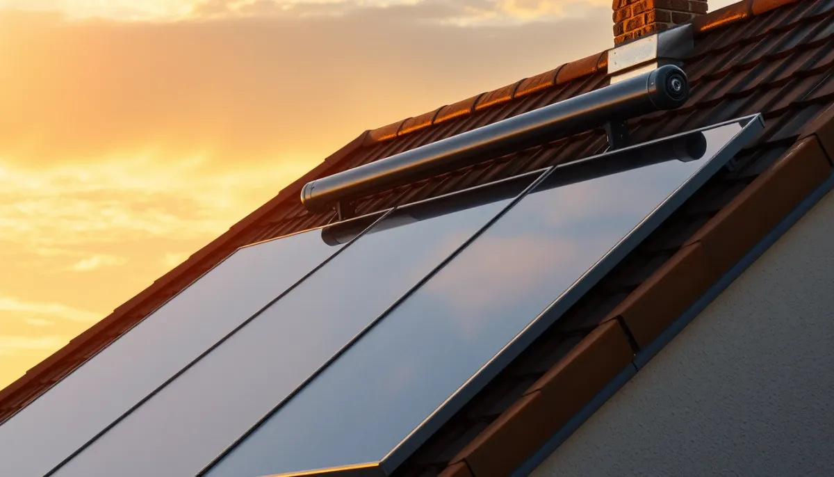 Capteurs solaires thermiques sur le toit d'une maison en Île-de-France