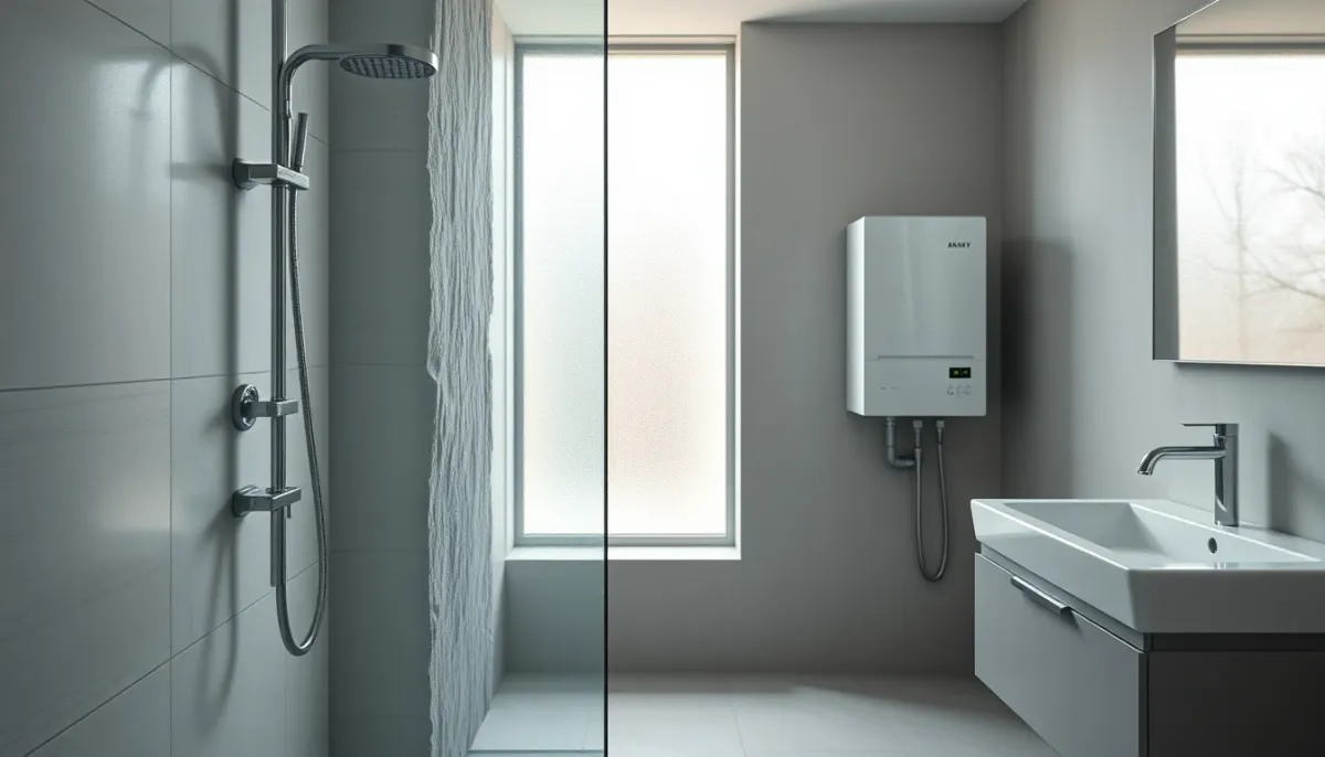 Salle de bain moderne avec chauffe-eau intégré