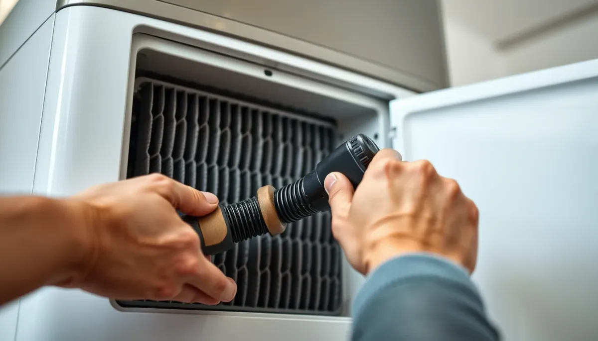 Nettoyage du filtre à air d'un ballon thermodynamique à l'aspirateur