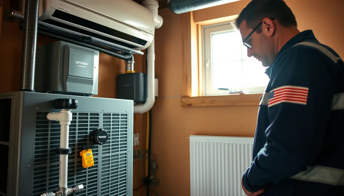 Technicien certifié RGE installant une pompe à chaleur air/eau dans une maison