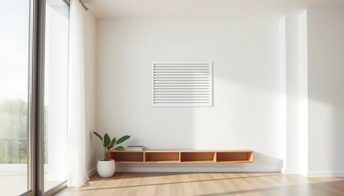 Bouche de ventilation dans un salon lumineux et propre