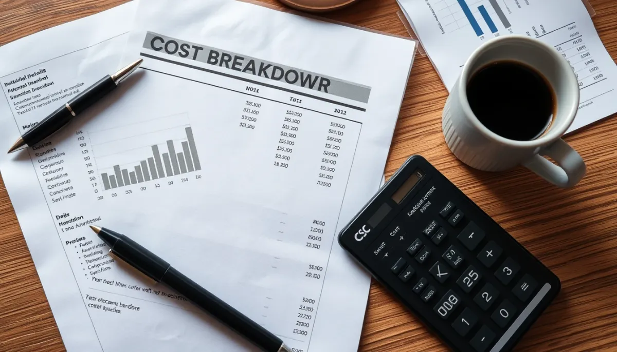 Document de devis et calculatrice, symbolisant l'analyse des prix et du retour sur investissement pour la géothermie