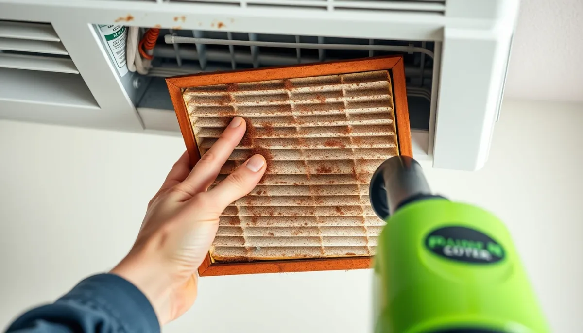 Nettoyage d'un filtre de climatisation à l'aide d'un aspirateur