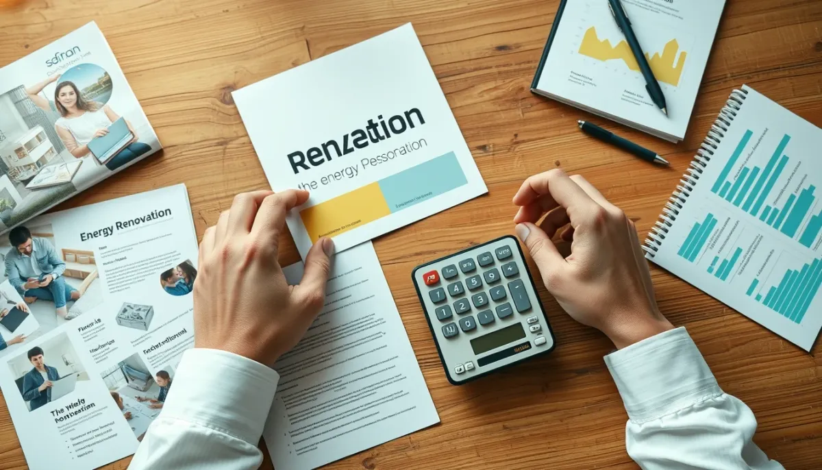 Personne consultant des documents sur les aides à la rénovation énergétique