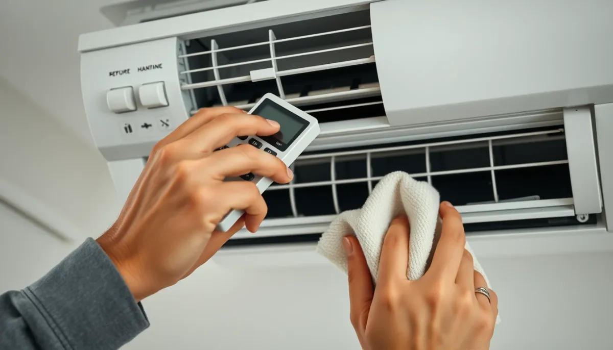 Entretien régulier d'une climatisation : nettoyage de l'unité intérieure et réglage de la télécommande