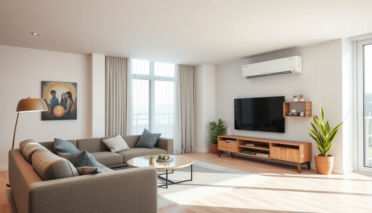 Climatisation monobloc murale installée dans un appartement moderne